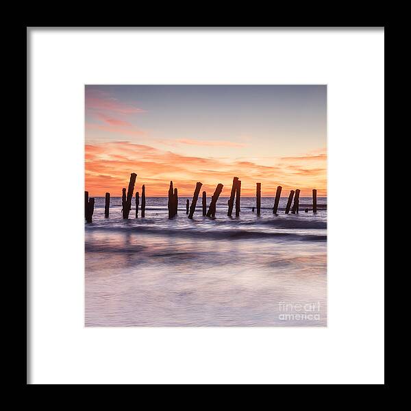 Copy Space Framed Print featuring the photograph Old Sea Defences Spurn Point Yorkshire by Colin and Linda McKie