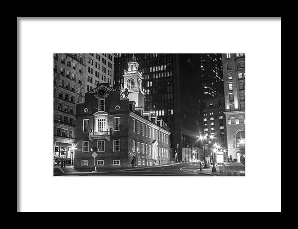 Massachusetts Framed Print featuring the photograph Old State House and Street in Boston by John McGraw