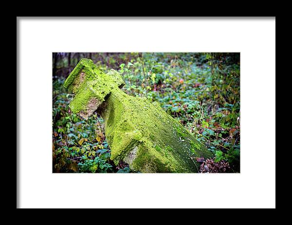 Spooky Framed Print featuring the photograph Old Stone Cross In The Autumn Foliage by Yorkfoto