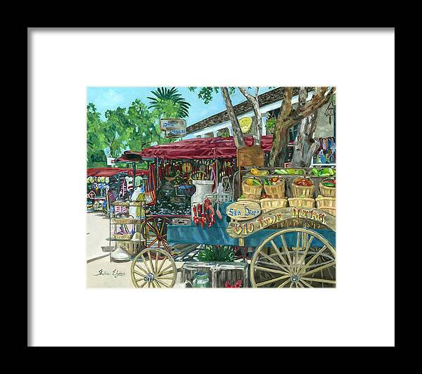  Old Town Market Framed Print featuring the painting Old Town San Diego Market by Shalece Elynne