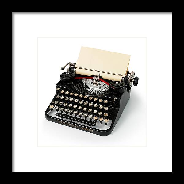White Background Framed Print featuring the photograph Old Vintage Typewriter by Narvikk