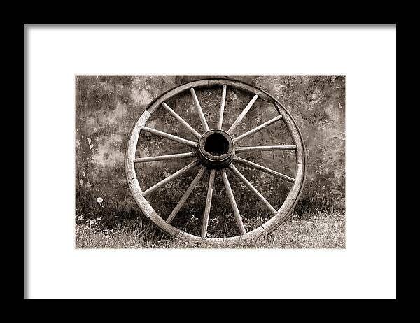 Wagon Framed Print featuring the photograph Old Wagon Wheel by Olivier Le Queinec