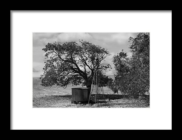 Landscape Framed Print featuring the photograph Old Windmill and Tank by Bruce Bottomley