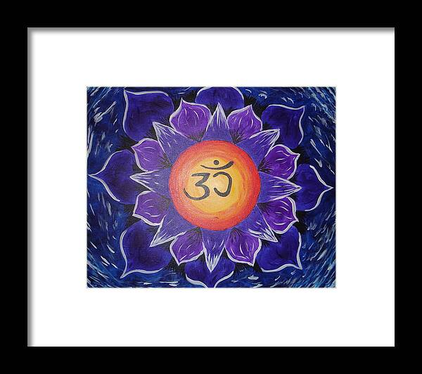 Spiritual Framed Print featuring the painting Om Lotus by Angie Butler
