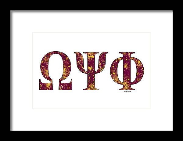 Omega Psi Phi Framed Print featuring the digital art Omega Psi Phi - White by Stephen Younts