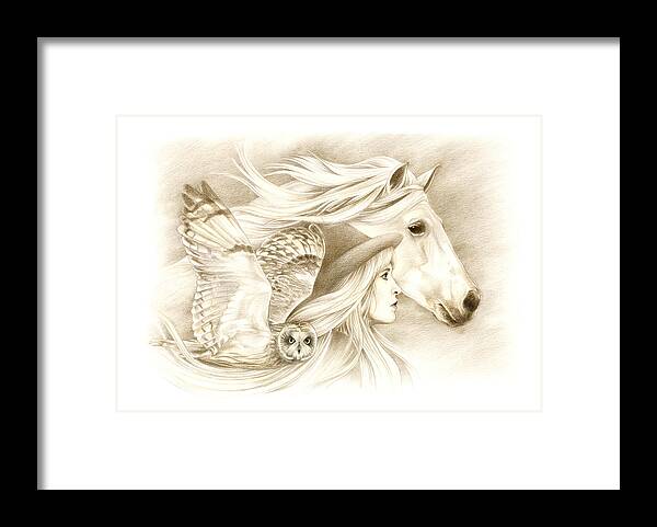 Horse Framed Print featuring the drawing On A Journey... by Johanna Pieterman