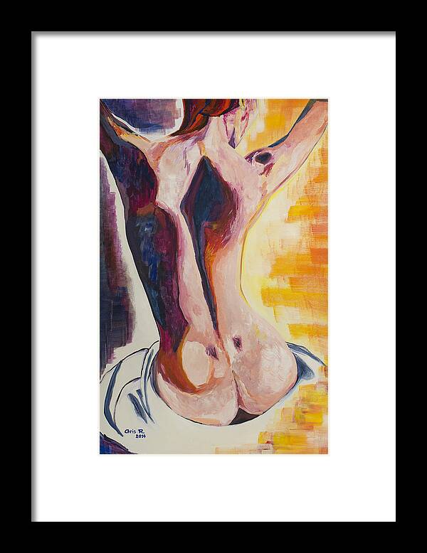 Nude Framed Print featuring the painting On My Neck by Christel Roelandt