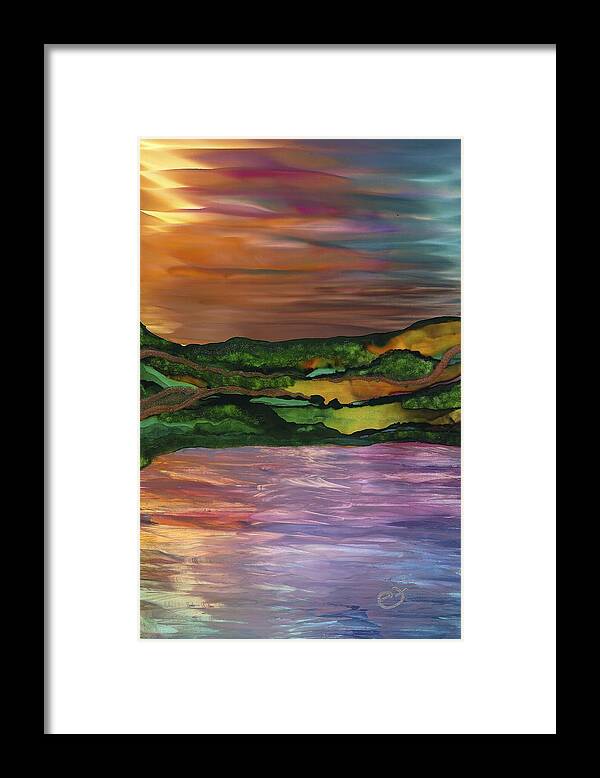 Sunset Framed Print featuring the painting On My Way by Eli Tynan