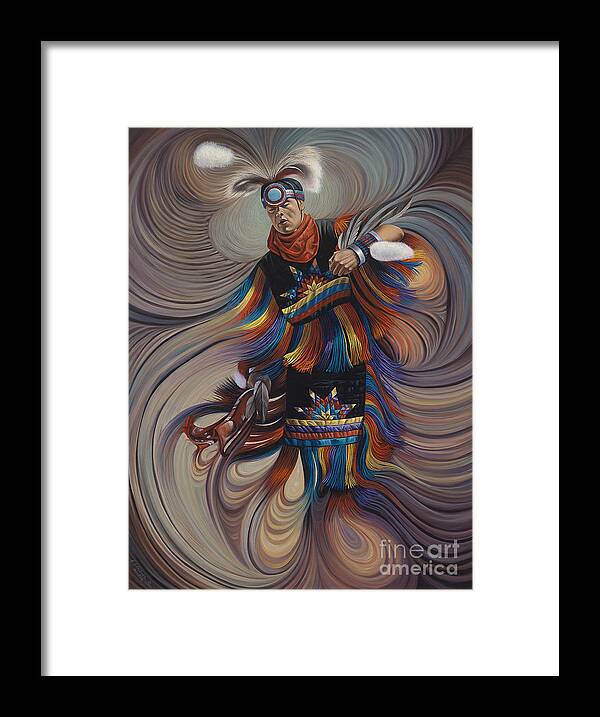 Native-american Framed Print featuring the painting On Sacred Ground Series II by Ricardo Chavez-Mendez