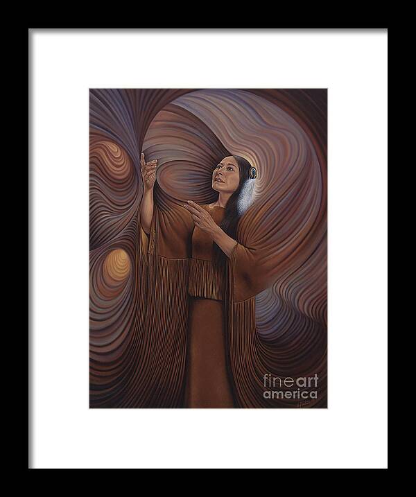 Bonnie-jo-hunt Framed Print featuring the painting On Sacred Ground Series V by Ricardo Chavez-Mendez