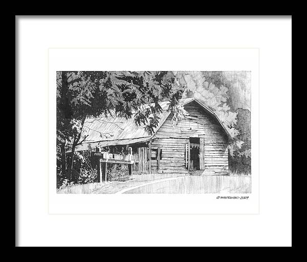 Pen And Ink Framed Print featuring the drawing On the Curve by Paul Shafranski