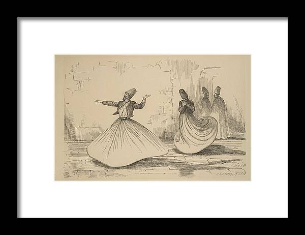On The Nile - Shebook In The Cabin- Whirling Dervish 1874 Framed Print featuring the painting On the Nile - Shebook in the Cabin - whirling dervish by Celestial Images