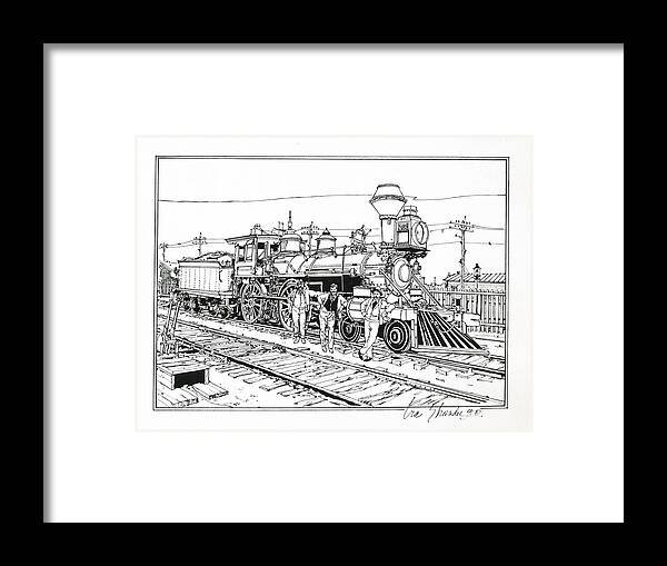 Trains Framed Print featuring the drawing On The Old Pennsy by Ira Shander