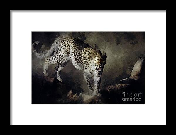 On The Prowl Framed Print featuring the digital art On the Prowl by Shanina Conway