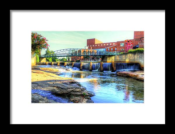 Carol R Montoya Framed Print featuring the photograph On the Reedy River in Greenville by Carol Montoya