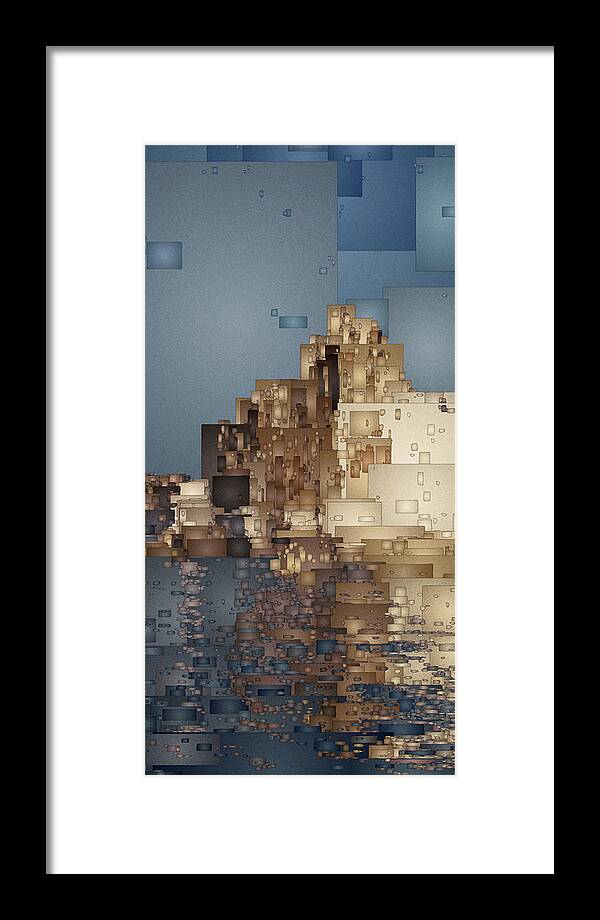 Digital Framed Print featuring the digital art On the Rocks by David Hansen