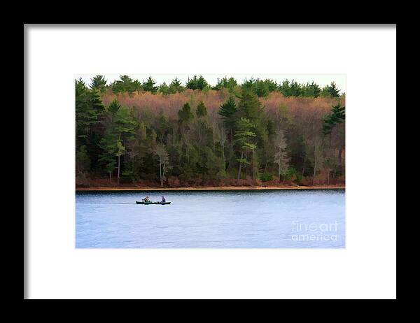 Walden Pond Framed Print featuring the digital art On Walden Pond by Jayne Carney