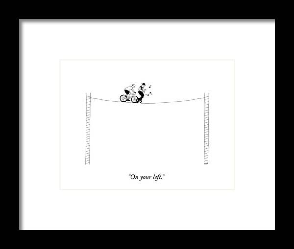 Tightrope Framed Print featuring the drawing On Your Left by Seth Fleishman