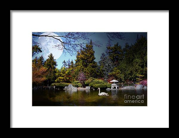 Landscape Framed Print featuring the photograph Once Upon A Time Under The Moon Lit Night . 7D12782 by Wingsdomain Art and Photography