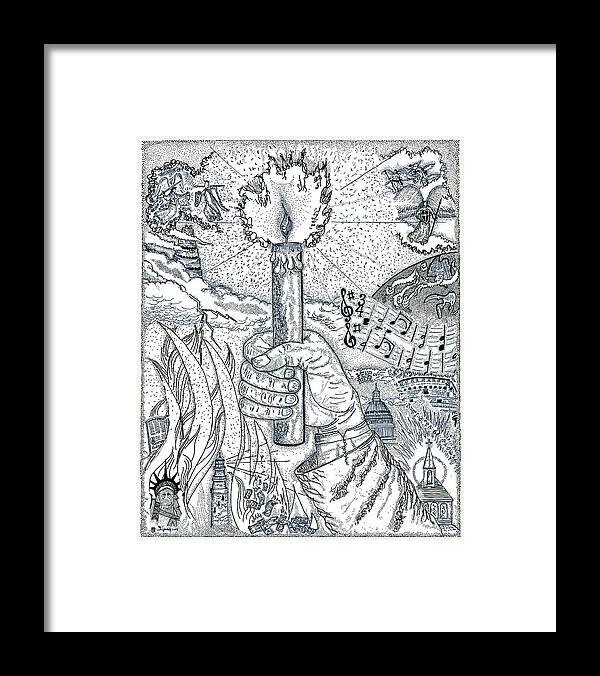 Christian Framed Print featuring the drawing One Candle by Glenn McCarthy Art and Photography