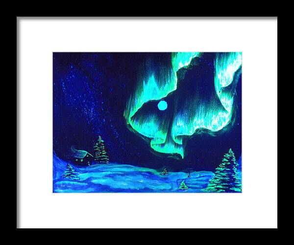 Northern Lights Framed Print featuring the painting One Day... by TAZEM Art