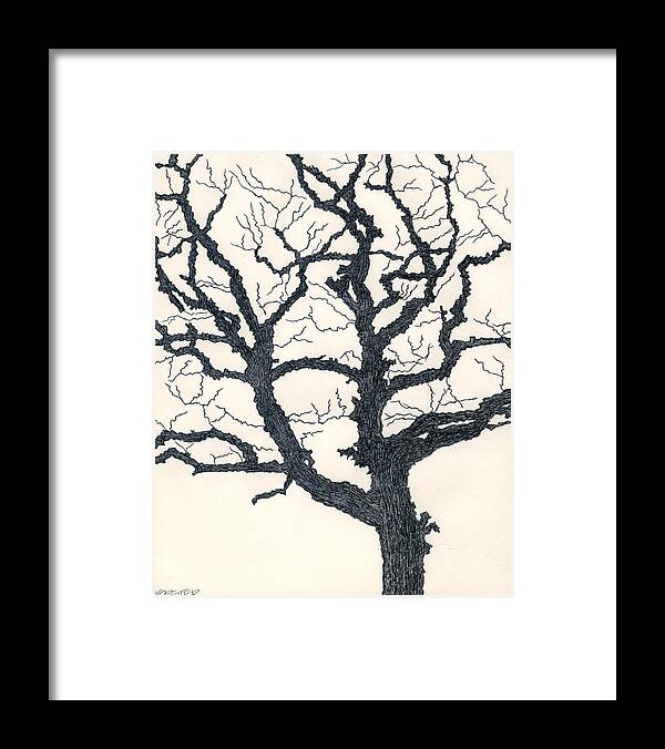 Tree Framed Print featuring the drawing One Dead Tree by Eric Forster