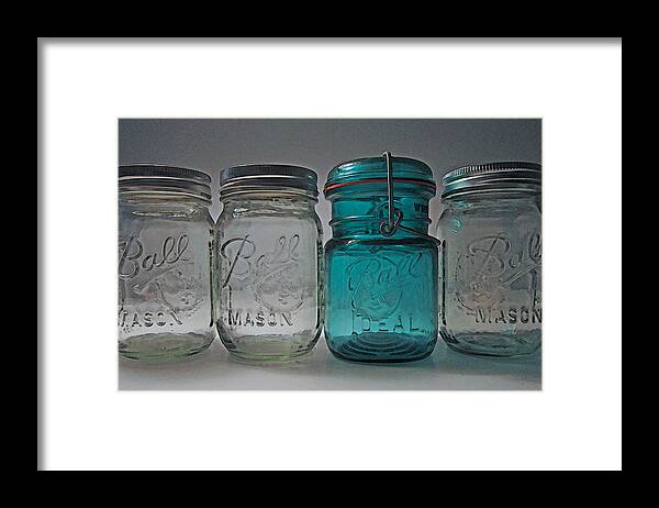 Ball Jar Framed Print featuring the photograph One is different by Mary Bedy