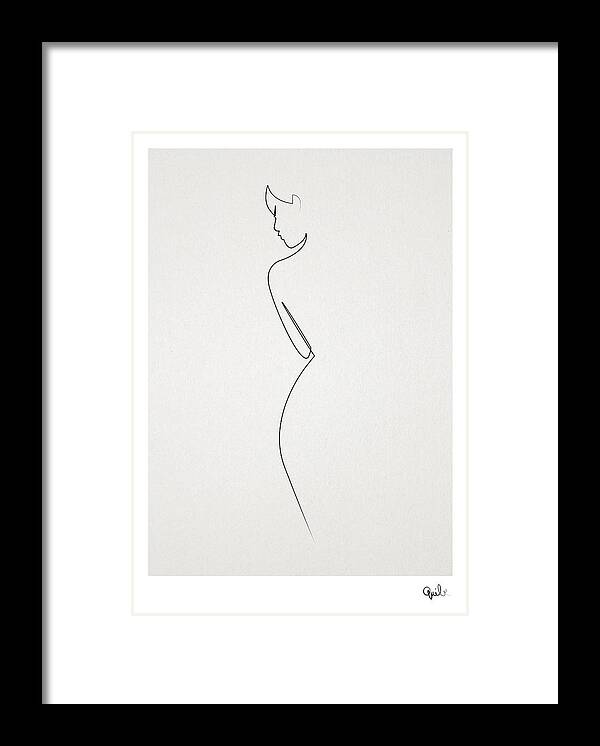 Oneline Framed Print featuring the digital art One Line Nude by Quibe Sarl