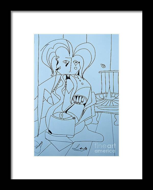 Doodle Framed Print featuring the painting One More Time - Doodle by James Lavott