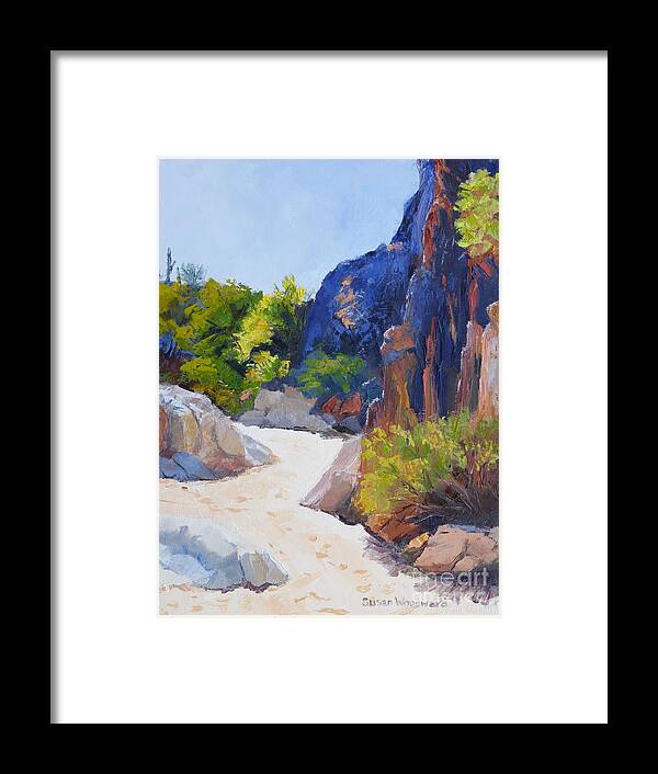 Oil Painting Framed Print featuring the painting One Morning at Honey Bee Canyon by Susan Woodward