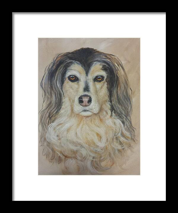 Dog Framed Print featuring the painting One Of A Kind by Nancy Lauby