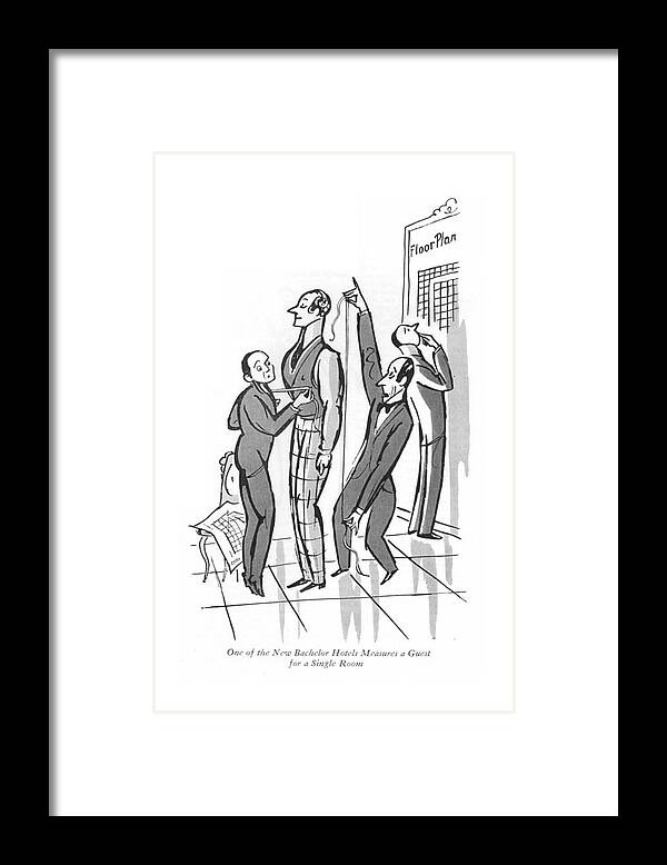 101516 Par Peter Arno Framed Print featuring the drawing The New Bachelor Hotels by Peter Arno