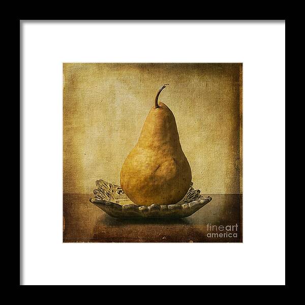 One Framed Print featuring the photograph One Pear Meditation by Terry Rowe
