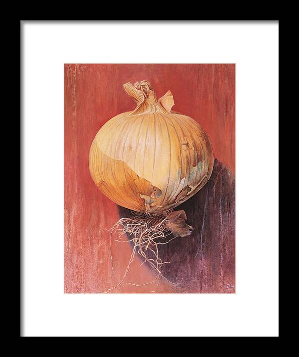 Onion Framed Print featuring the painting Onion by Hans Droog