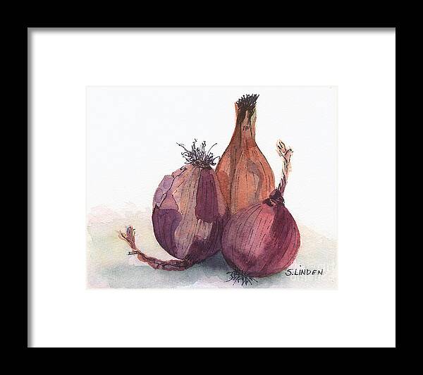 Vegetable Framed Print featuring the painting Onions by Sandy Linden