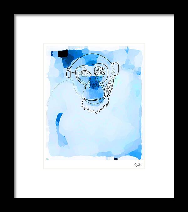 Monkey Framed Print featuring the digital art Online Blue Monkey by Quibe Sarl