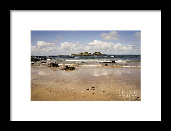 Fidra Lighthouse And Seashore Framed Print featuring the photograph Only clouds from skies by Elena Perelman
