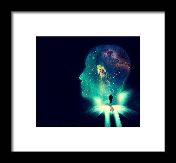 People Framed Print featuring the drawing Open your mind the the wonders of the universe by Yuri_Arcurs