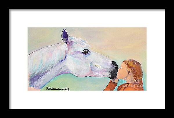 Pat Saunders-white Framed Print featuring the painting Opies' Kiss by Pat Saunders-White