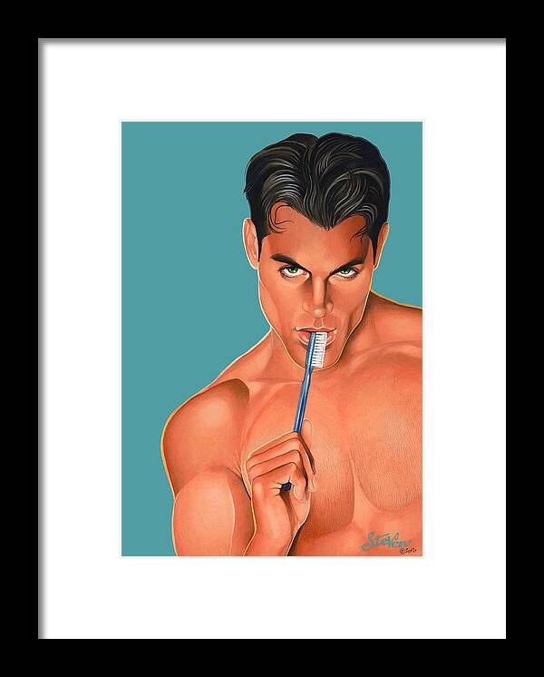 Male Framed Print featuring the mixed media Oral Hygiene by Steven Stines