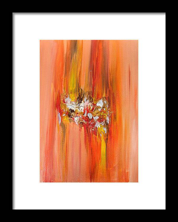 Abstract Framed Print featuring the painting Orange Abstract Landscape by Julia Apostolova