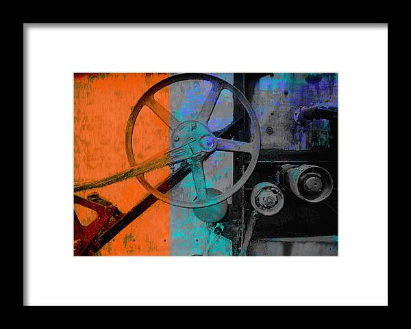 Vintage Machine Framed Print featuring the photograph Orange and Blue by Ann Powell