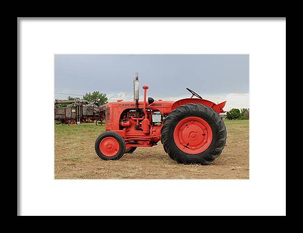 Farm Framed Print featuring the photograph Orange Case Tractor by Trent Mallett
