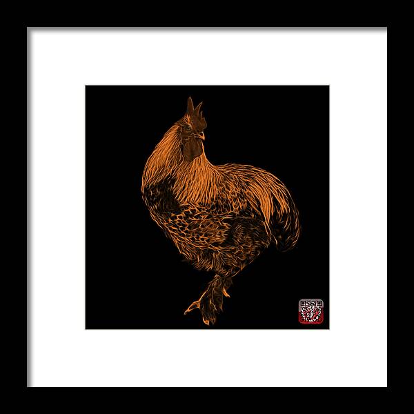 Rooster Framed Print featuring the painting Orange Rooster 3166 F by James Ahn