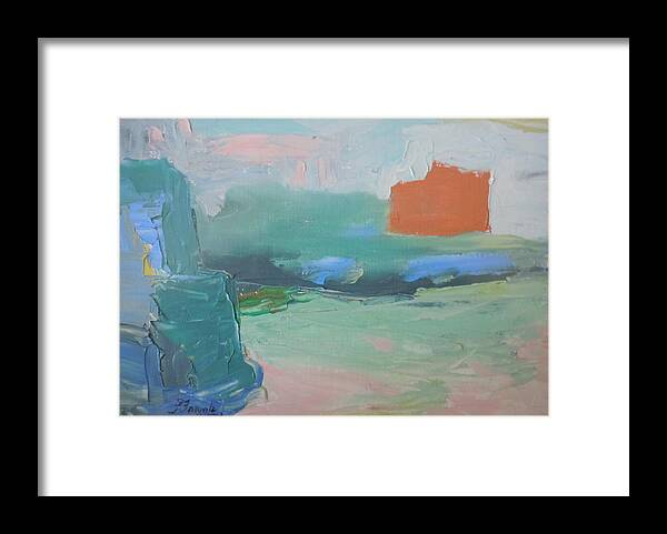 Seascape Framed Print featuring the painting Orange Ship by Francine Frank
