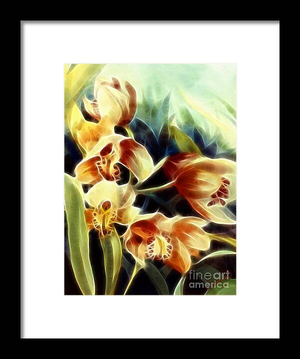 Floral Framed Print featuring the digital art Orchid Life Force 3 by Francine Dufour Jones