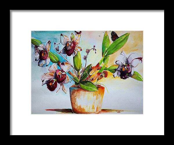 Orchids Framed Print featuring the painting Orchids of the Bay by Bernadette Krupa