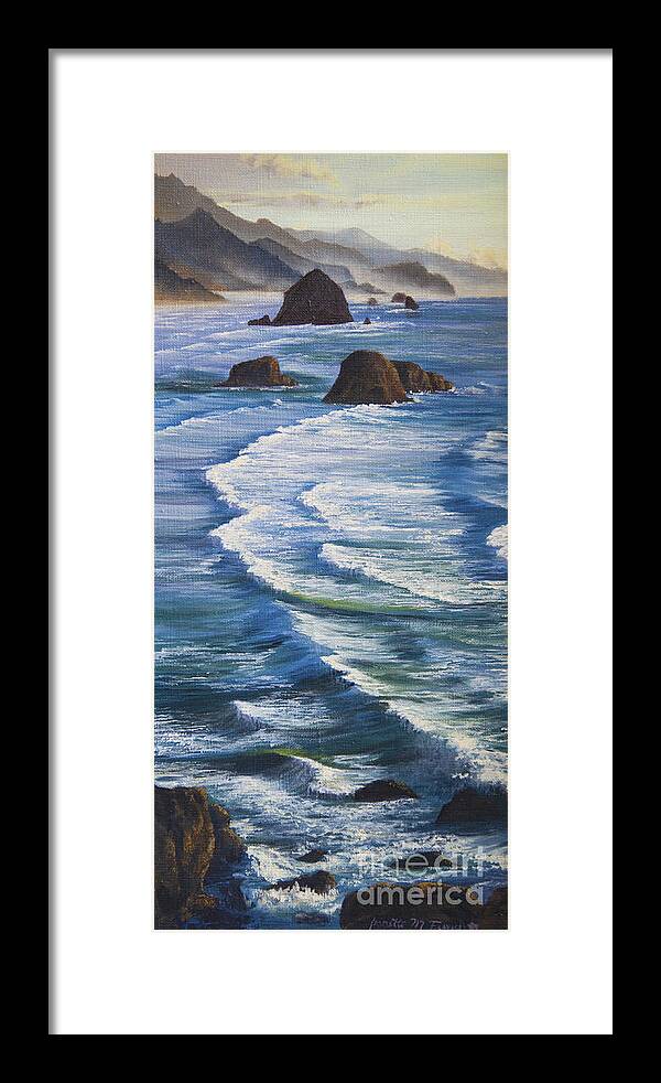  Seascape Framed Print featuring the painting Oregon Coastline by Jeanette French