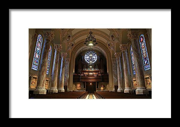 Organ Framed Print featuring the photograph Organ -- Cathedral of St. Joseph by Stephen Stookey