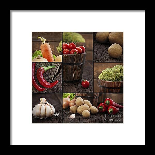 Food Framed Print featuring the photograph Organic vegetables collage by Mythja Photography